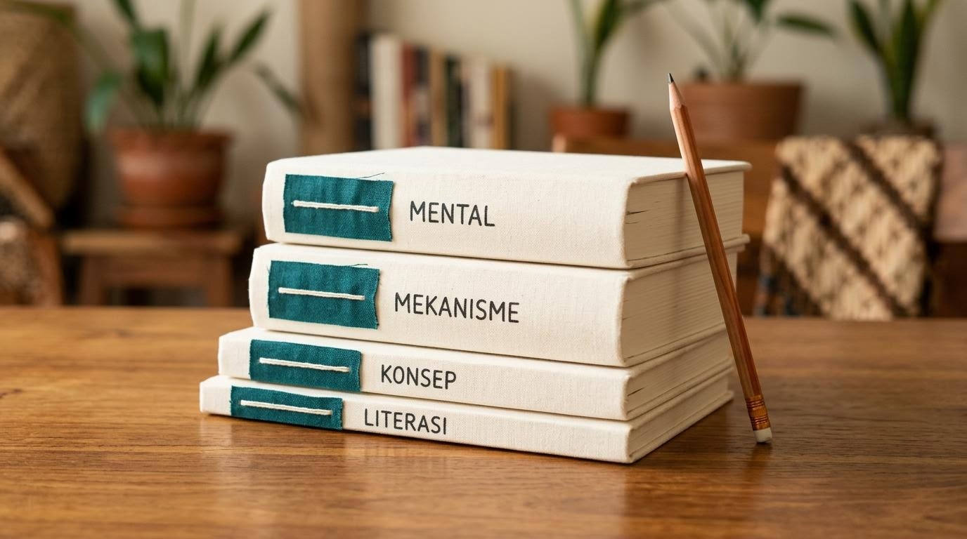 Buku catatan bersusun menggambarkan tahapan belajar investasi untuk pemula.