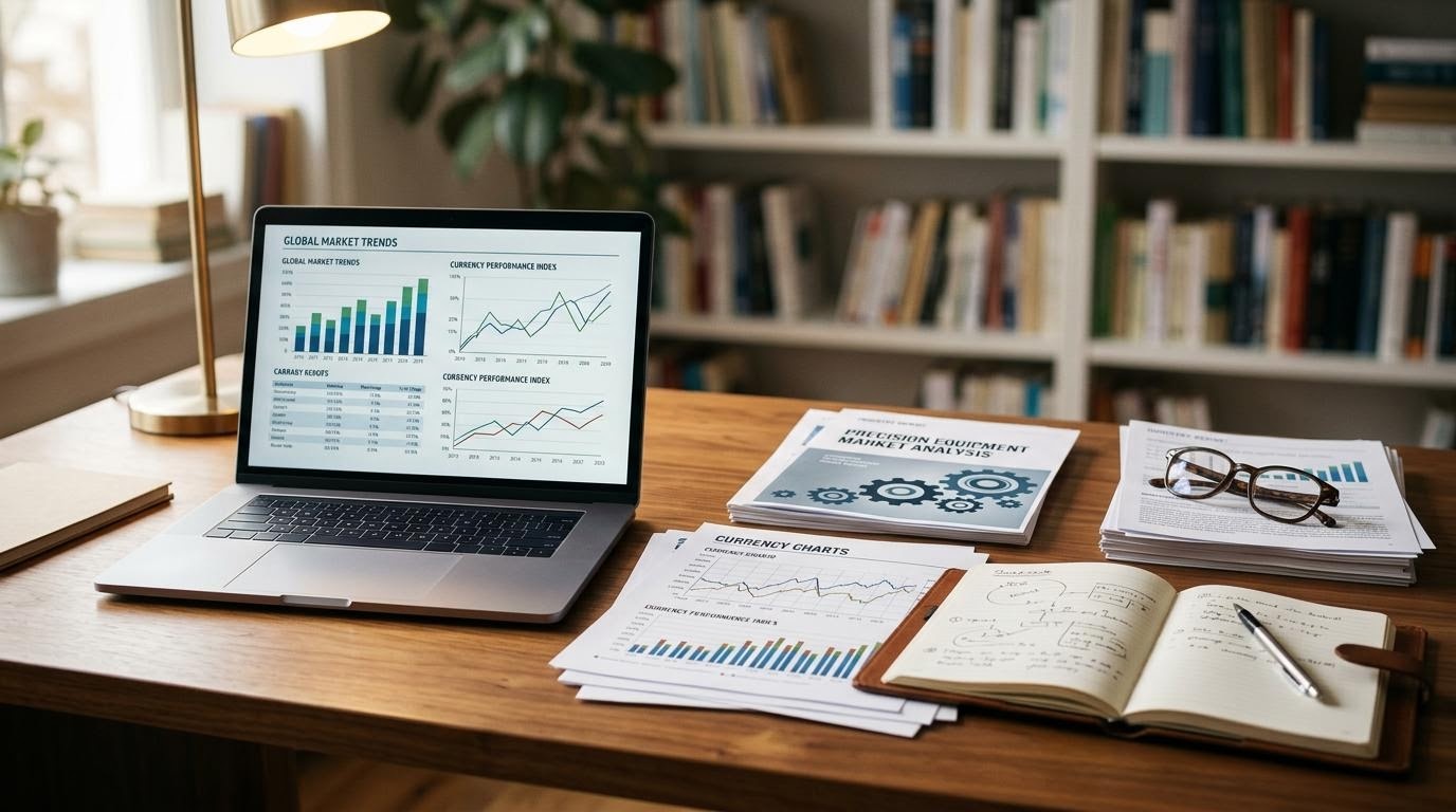 編集室のデスクと研究資料